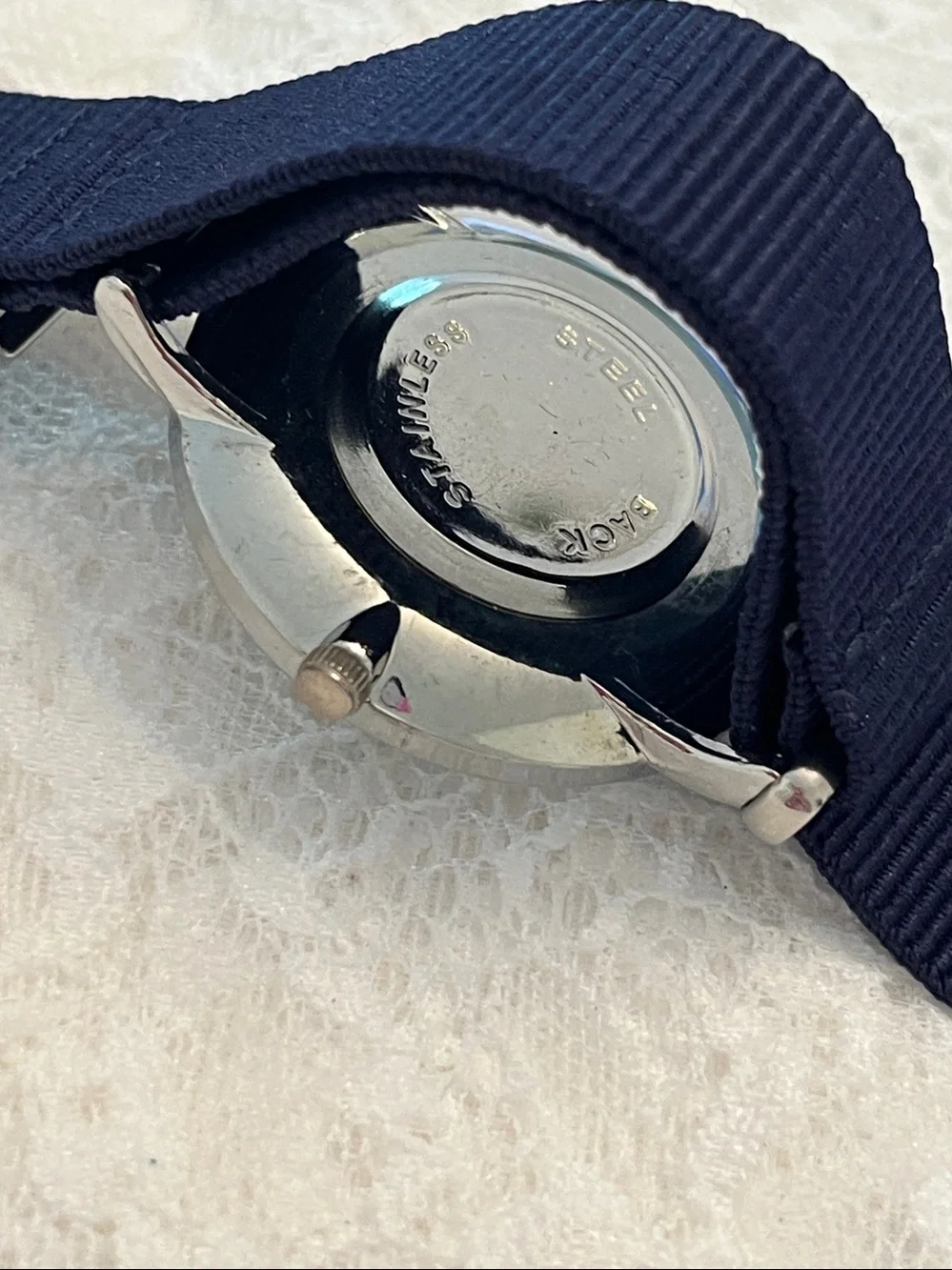 Classic Men's Navy Nylon Strap Watch - White Dial